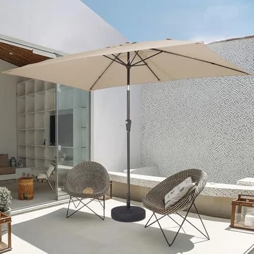 JEAREY 6.5 x 10 ft Rectangular Patio Umbrella w/Crank, Dark Blue | Water-Resistant, Wind Vent, UV Coating thumbnail 8