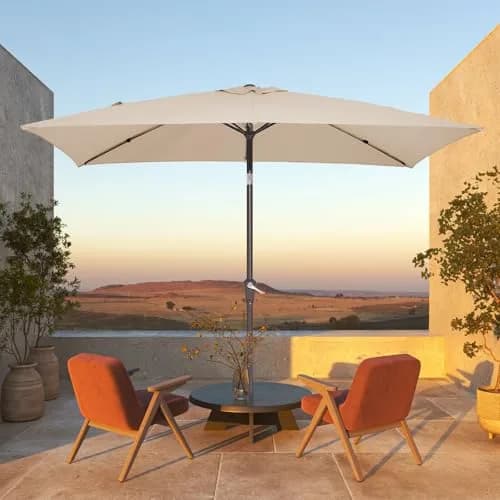 JEAREY 6.5 x 10 ft Rectangular Patio Umbrella w/Crank, Dark Blue | Water-Resistant, Wind Vent, UV Coating thumbnail 2