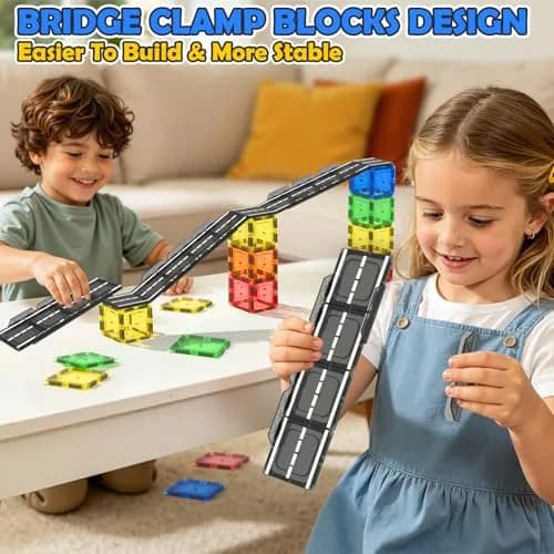 IGIVI Magnetic Tiles Road & Rail Clamp Pack | Educational Construction Toys for Kids 3+ in India thumbnail 2