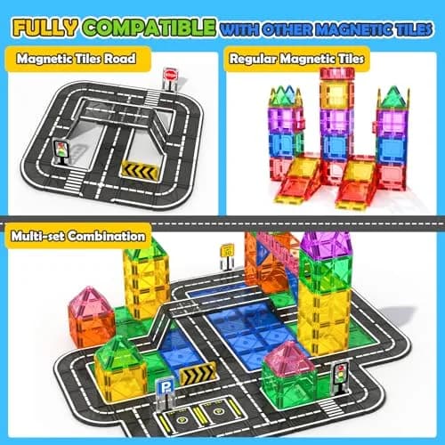 IGIVI Magnetic Tiles Road & Rail Clamp Pack | Educational Construction Toys for Kids 3+ in India thumbnail 3