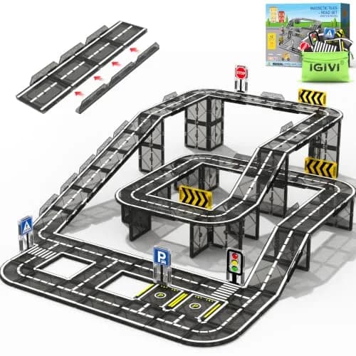 IGIVI Magnetic Tiles Road & Rail Clamp Pack | Educational Construction Toys for Kids 3+ in India - main product image