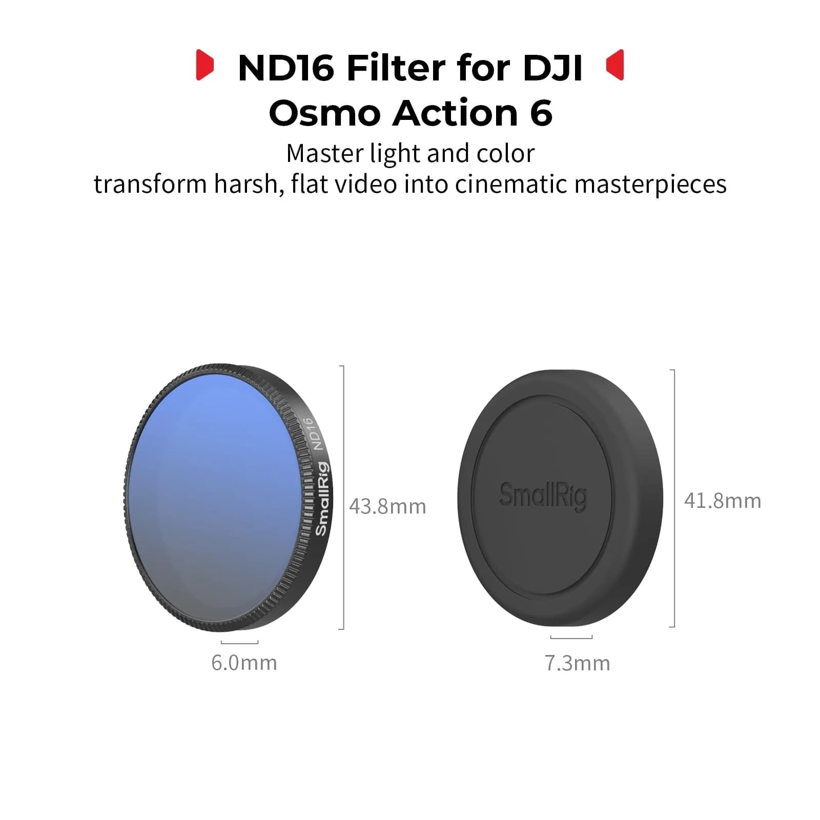 SmallRig ND16 Filter for DJI Osmo Action 6 with Lens Cover & Cleaning Cloth | 43.86mm (1.7in) HD Optical Glass - view 2