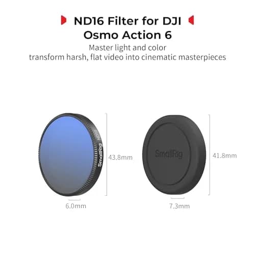 SmallRig ND16 Filter for DJI Osmo Action 6 with Lens Cover & Cleaning Cloth | 43.86mm (1.7in) HD Optical Glass thumbnail 2
