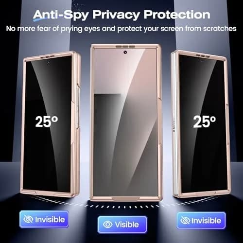 Ruky Gold Case with Kickstand & Privacy Screen Protector for Samsung Galaxy Z Fold 7 | Built-in Stand, Full Body Protection thumbnail 4