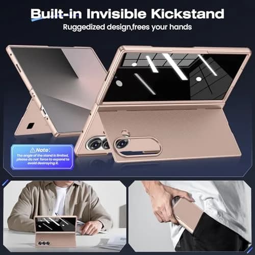 Ruky Gold Case with Kickstand & Privacy Screen Protector for Samsung Galaxy Z Fold 7 | Built-in Stand, Full Body Protection thumbnail 5