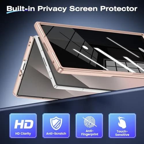 Ruky Gold Case with Kickstand & Privacy Screen Protector for Samsung Galaxy Z Fold 7 | Built-in Stand, Full Body Protection thumbnail 3