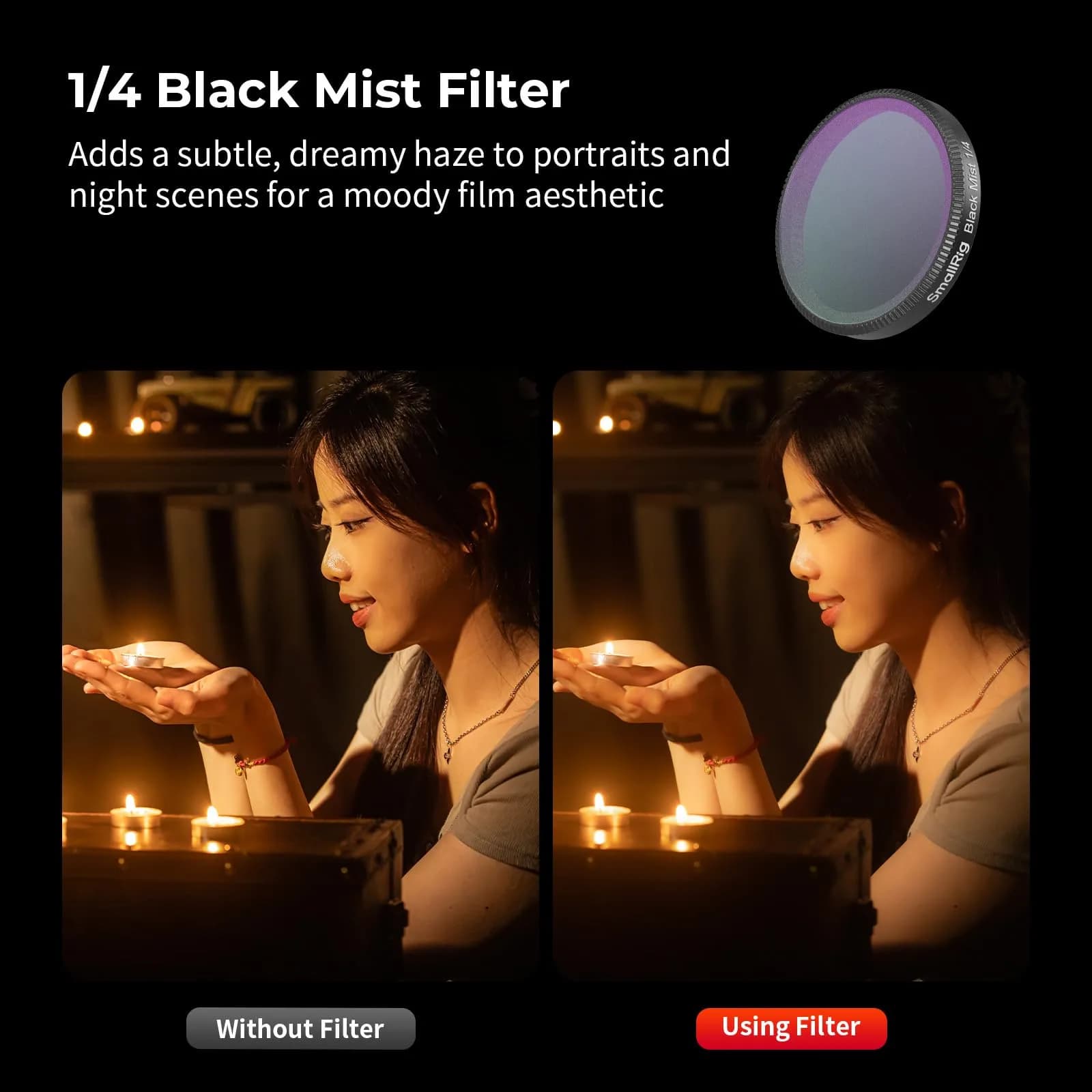SmallRig 43.86mm Black Mist Filter for DJI Osmo Action 6 | 1/4 Diffusion Effect, Multi-Coated Optical Glass - view 3