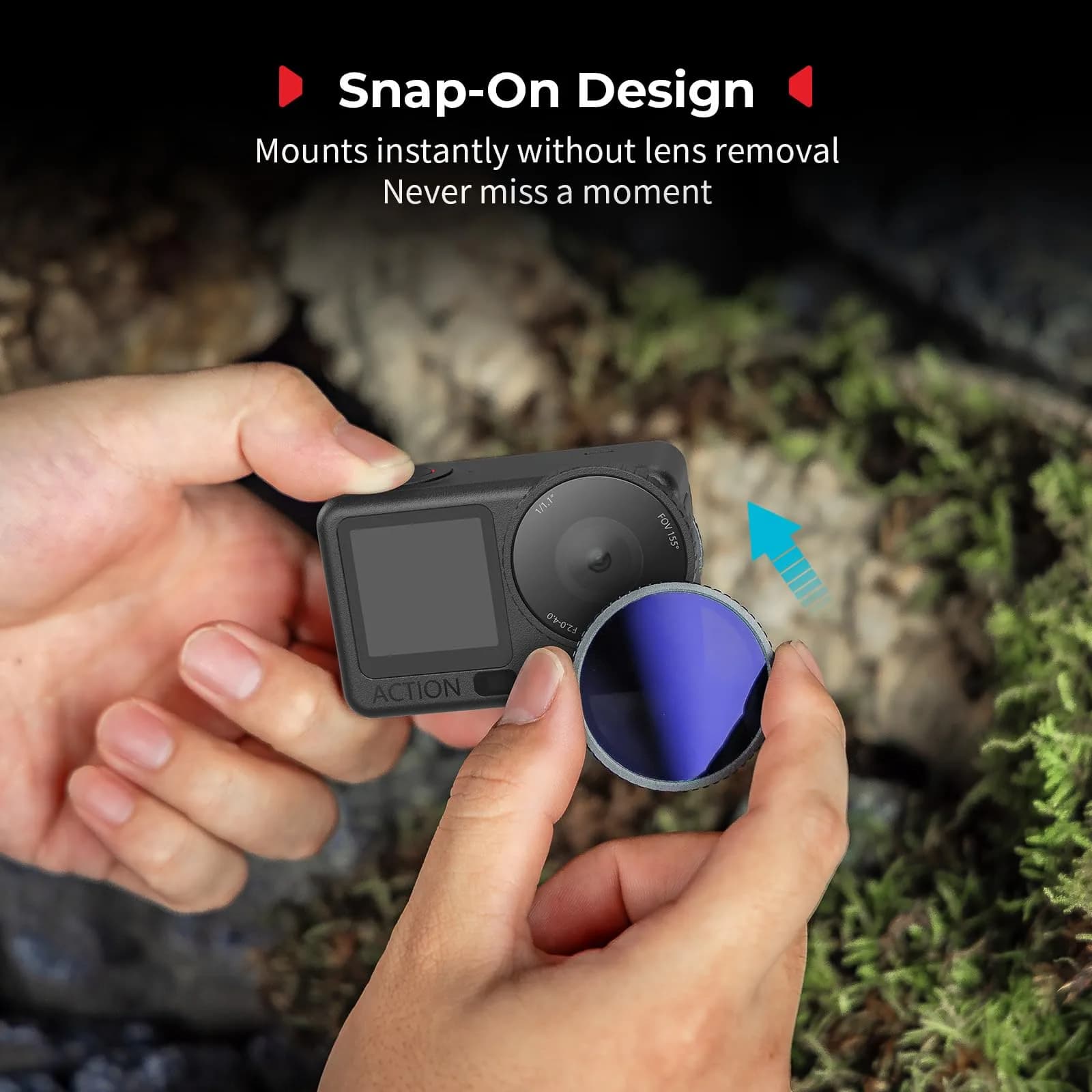 SmallRig ND32 Filter for DJI Osmo Action 6 43mm (1.7in) | Snap-On Neutral Density Filter with Lens Cover - view 6