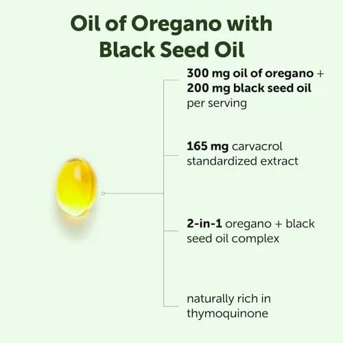 Micro Ingredients Oil of Oregano with Black Seed Oil Softgels 75 Count | 2-in-1 Complex with 4X Carvacrol & Thymoquinone, Plant Based, Non-GMO, Gluten-Free thumbnail 2