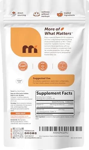 Micro Ingredients Vitamin D3 10,000 IU + K2 MK-7 200 mcg 90 Softgels | Extra Strength 2-in-1 D3 K2 Supplement thumbnail 6