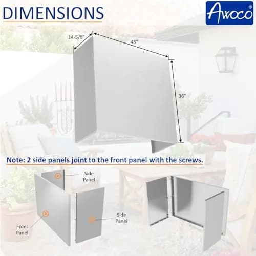 Awoco 48"W 17"H Outdoor BBQ Vent Hood with 36"H Chimney Cover | 2000CFM, 4 Speeds, Stainless Steel thumbnail 9