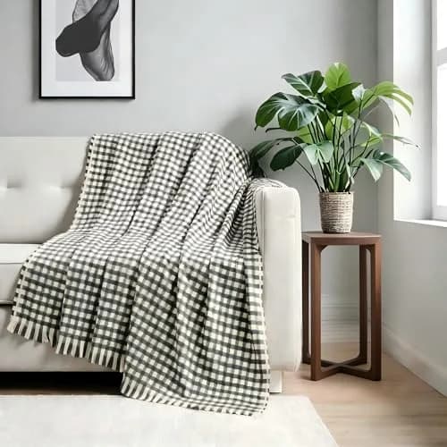 CREVENT Farmhouse Boho Knitted Throw Blanket 50"X60" | Soft Warm Cozy Light Weight for Spring Summer Fall thumbnail 3