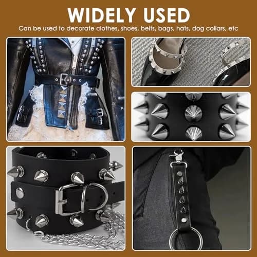 OWTWCNL Punk Spikes and Studs Kit 455Pcs | Metal Leathercraft Rivets for Jackets, Shoes, Wallets thumbnail 5