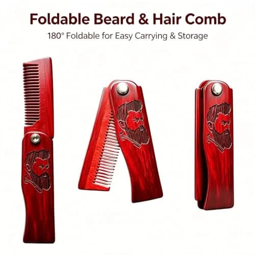 Sosoon Beard Brush Set for Men with 100% Boar Bristle Walnut Wood Brush, Foldable Comb & Scissors thumbnail 6