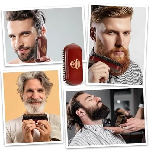 Sosoon Beard Brush Set for Men with 100% Boar Bristle Walnut Wood Brush, Foldable Comb & Scissors thumbnail 8