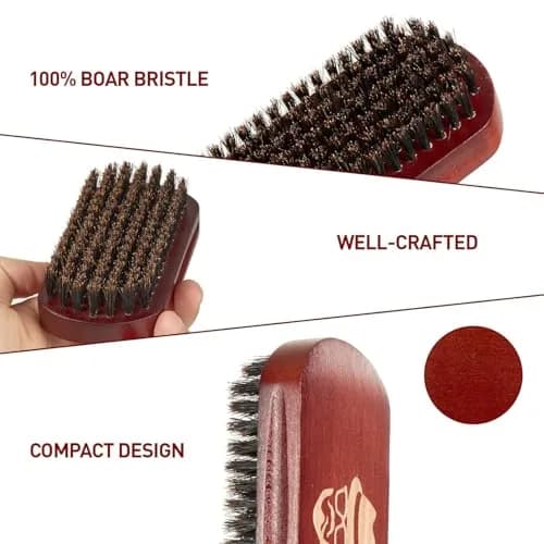 Sosoon Beard Brush Set for Men with 100% Boar Bristle Walnut Wood Brush, Foldable Comb & Scissors thumbnail 3