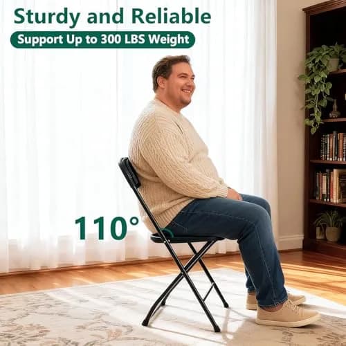FurniEdge 2 Pack Black Plastic Folding Chairs | Portable Outdoor Steel Frame Support 350lbs thumbnail 4