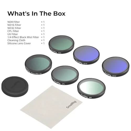 SmallRig 6-Pack Snap-On Filter Kit for DJI Osmo Action 6 | 43.86mm CPL+ND8+ND16+ND32+UV+1/4 Black Mist Filters thumbnail 9