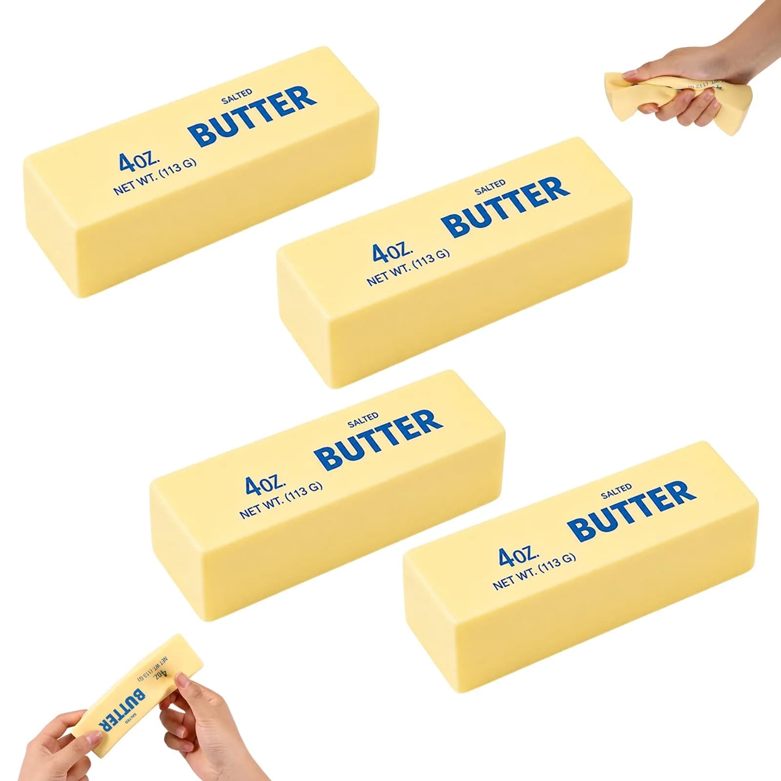 Lyreh 4pcs Squeeze Butter Toy (Light Yellow) | PU Material Slow Rising Fidget Toy - main product image