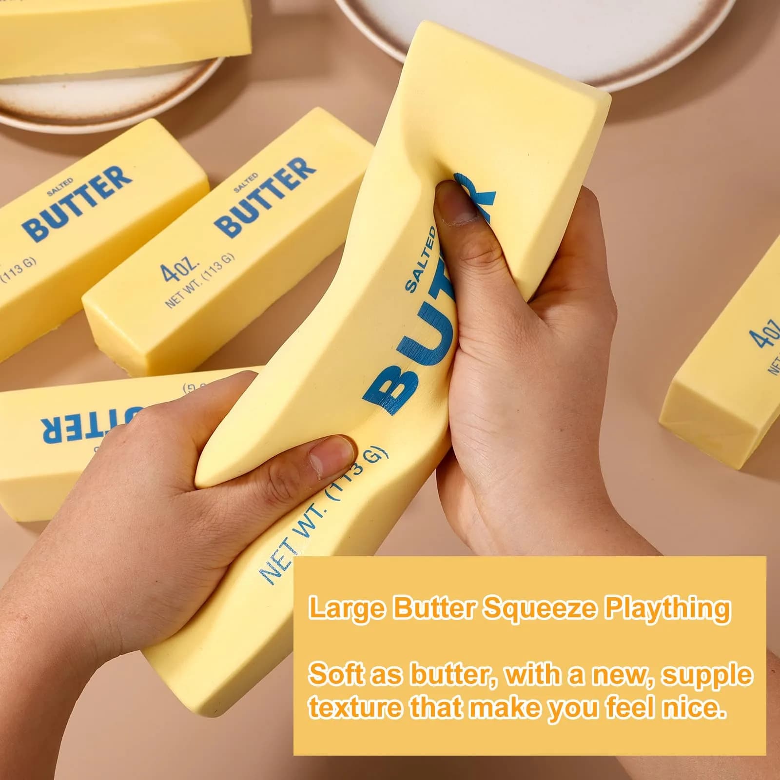 Lyreh Jumbo Butter Stick Squeeze Toy 23.5cm (9.25in) | Slow Rising PU Foam Toy for Stress Relief - view 5