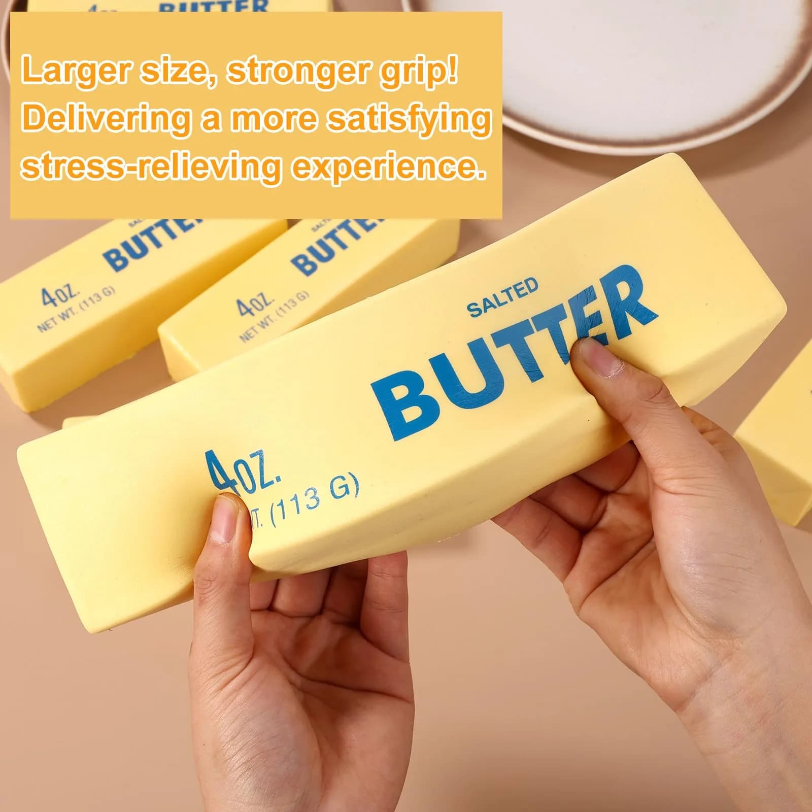Lyreh Jumbo Butter Stick Squeeze Toy 23.5cm (9.25in) | Slow Rising PU Foam Toy for Stress Relief - view 3