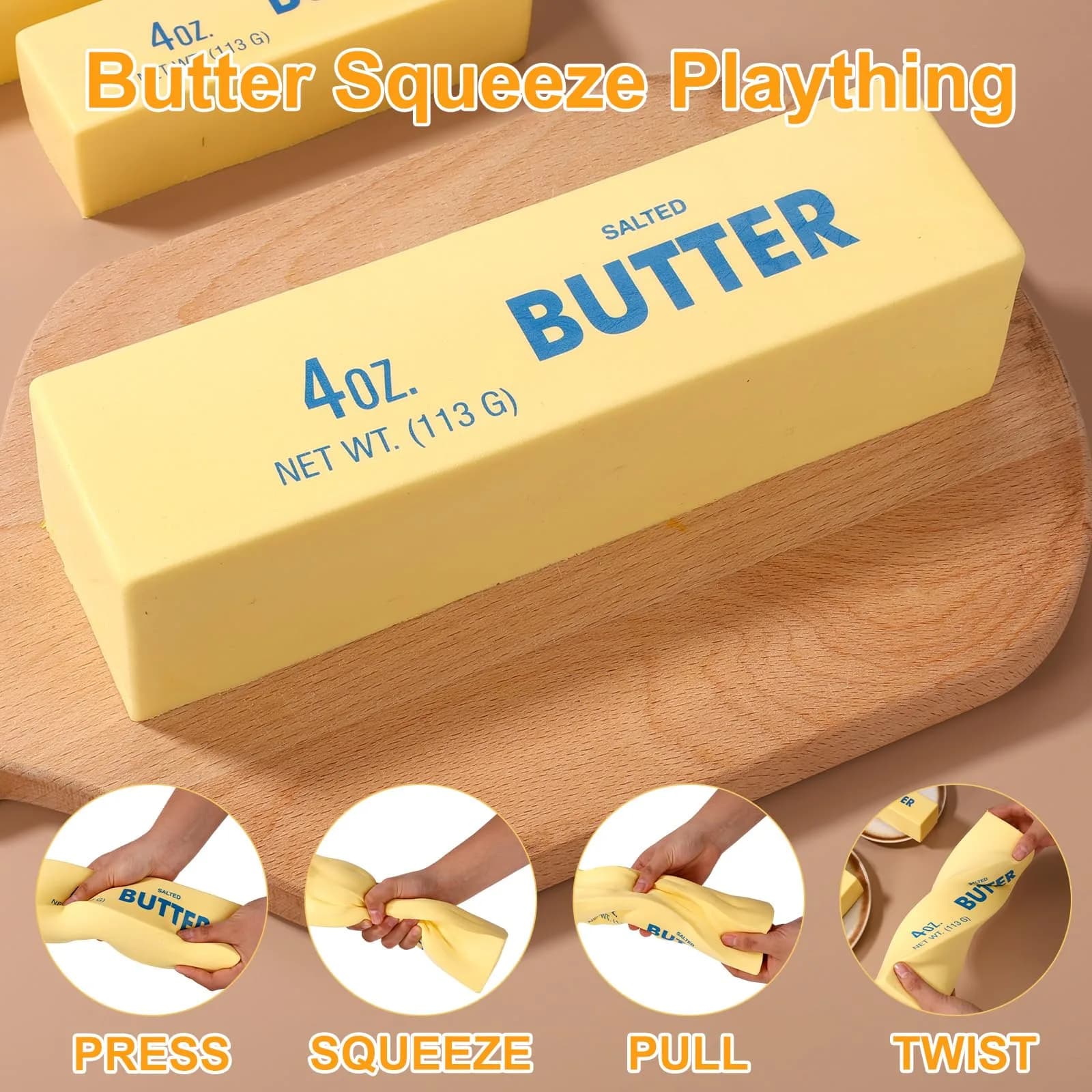 Lyreh Jumbo Butter Stick Squeeze Toy 23.5cm (9.25in) | Slow Rising PU Foam Toy for Stress Relief - view 4