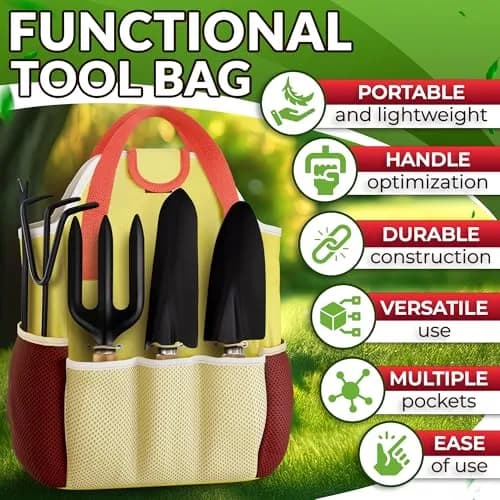 ZOKLU Gardening Tool Set for Women | Rust-Resistant Steel, 10-Piece with Tote Bag, Ergonomic Handles thumbnail 4