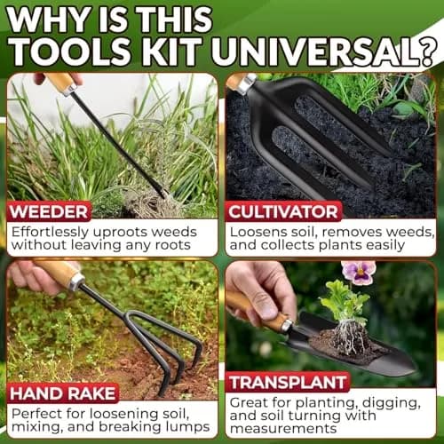 ZOKLU Gardening Tool Set for Women | Rust-Resistant Steel, 10-Piece with Tote Bag, Ergonomic Handles thumbnail 6
