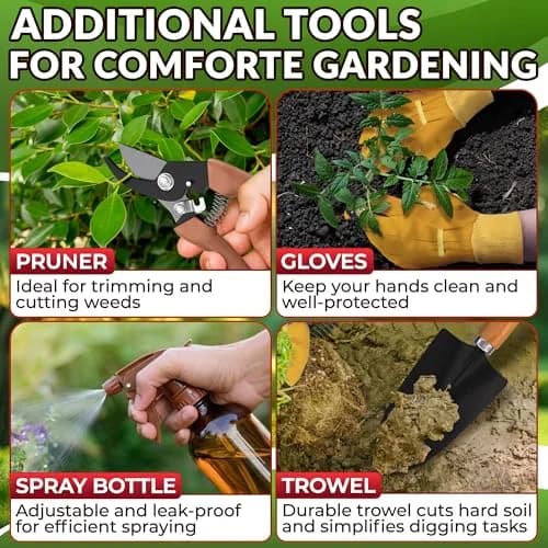 ZOKLU Gardening Tool Set for Women | Rust-Resistant Steel, 10-Piece with Tote Bag, Ergonomic Handles thumbnail 7