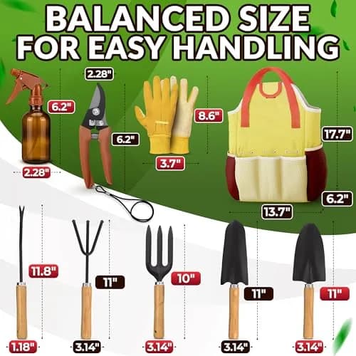 ZOKLU Gardening Tool Set for Women | Rust-Resistant Steel, 10-Piece with Tote Bag, Ergonomic Handles thumbnail 2