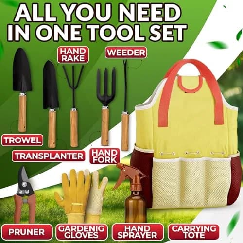 ZOKLU Gardening Tool Set for Women | Rust-Resistant Steel, 10-Piece with Tote Bag, Ergonomic Handles thumbnail 3