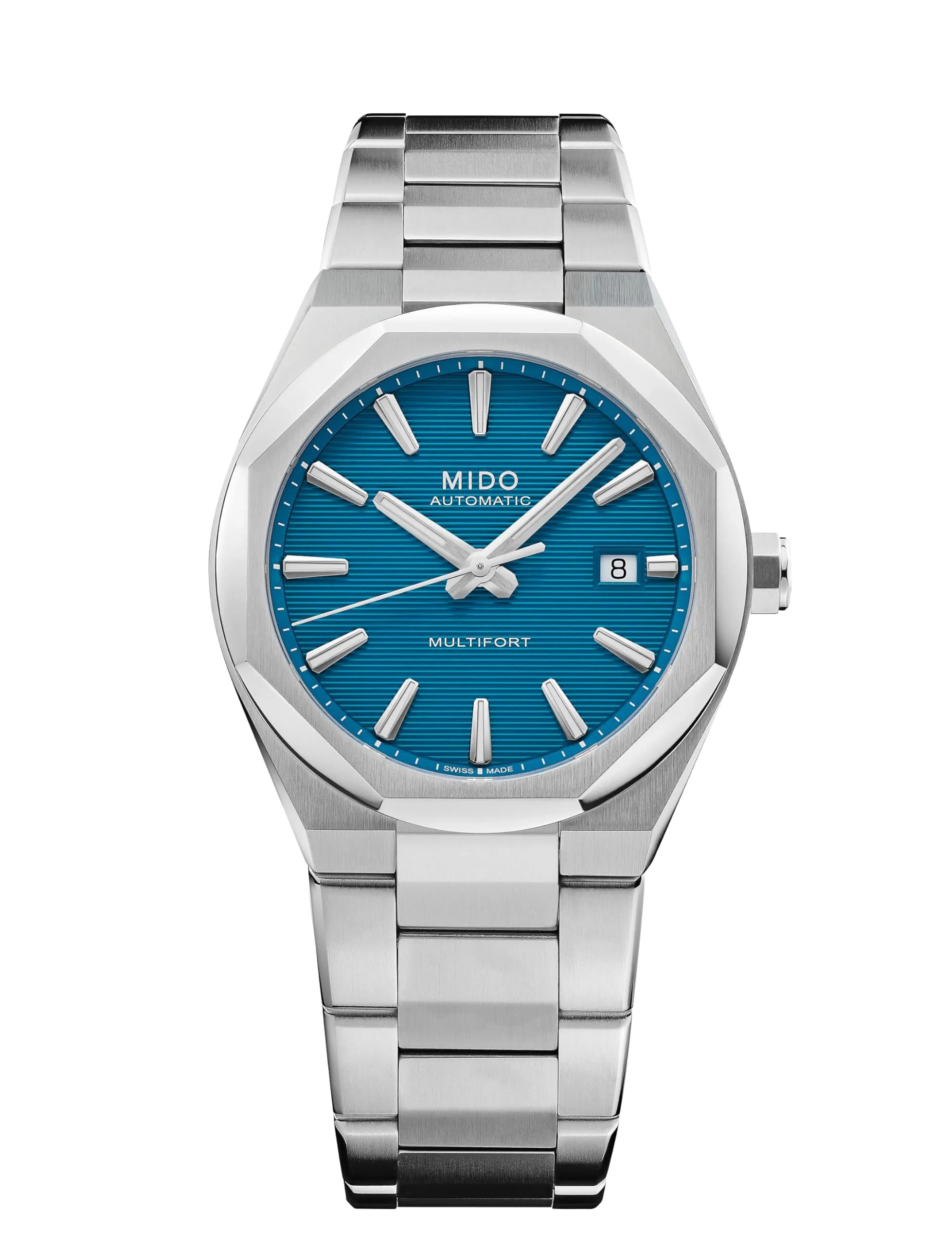 MIDO Multifort 8 One Crown Swiss Automatic Watch for Men 40mm Stainless Steel Case Turquoise Dial