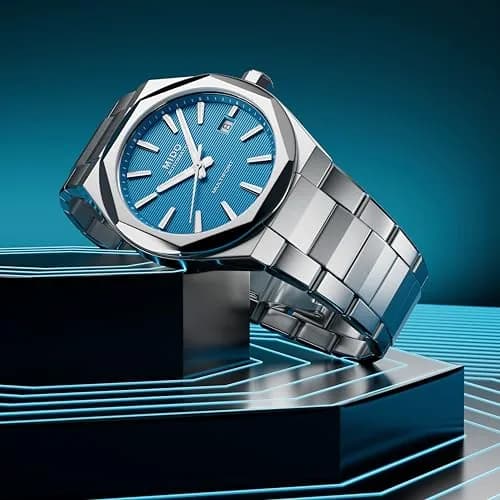 MIDO Multifort 8 One Crown Swiss Automatic Watch for Men 40mm Stainless Steel Case Turquoise Dial thumbnail 5