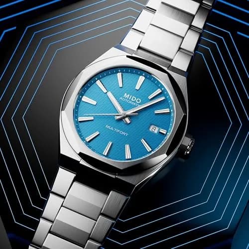 MIDO Multifort 8 One Crown Swiss Automatic Watch for Men 40mm Stainless Steel Case Turquoise Dial thumbnail 7