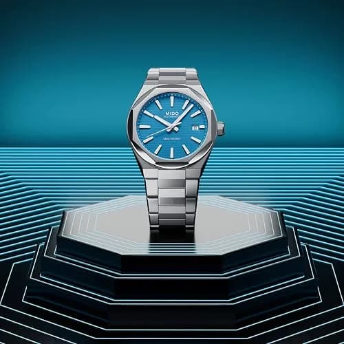 MIDO Multifort 8 One Crown Swiss Automatic Watch for Men 40mm Stainless Steel Case Turquoise Dial thumbnail 2