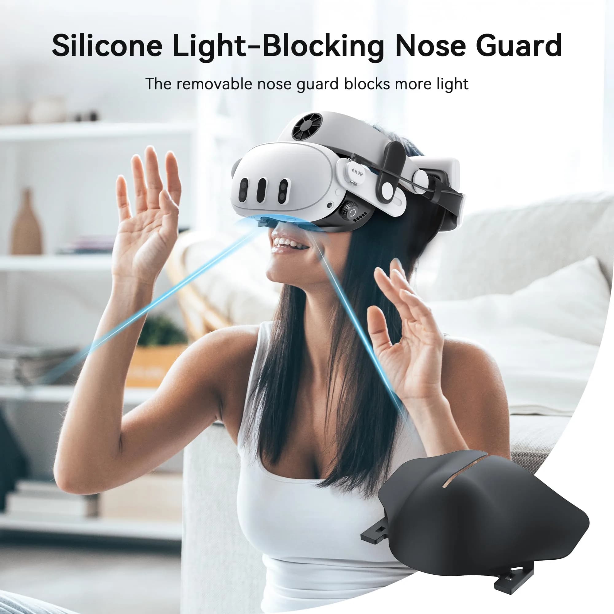 AMVR FC4L Facial Interface with Knob Adjustment for Meta Quest 3 — Black, 1-Pack | Improves Comfort & FOV - view 7