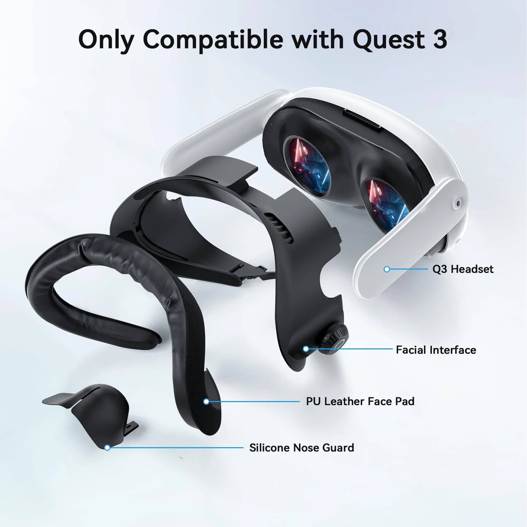 AMVR FC4L Facial Interface with Knob Adjustment for Meta Quest 3 — Black, 1-Pack | Improves Comfort & FOV - view 2