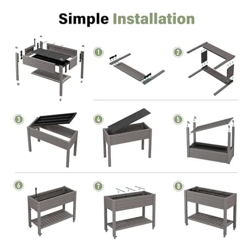 WTFGO Elevated Raised Garden Bed with Wheels, 33.7"h | Durable Resin Planter Box for Garden & Balcony thumbnail 7