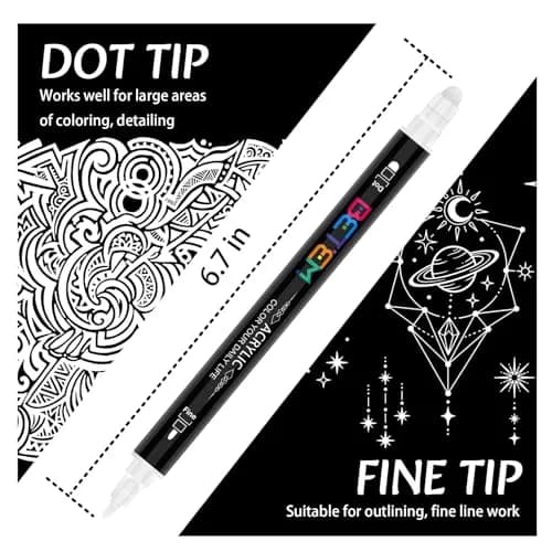 Betem White Acrylic Paint Markers Dual Tip Fabric Decorating Kits 6 Count | Water-Based Opaque Ink for Crafts thumbnail 2