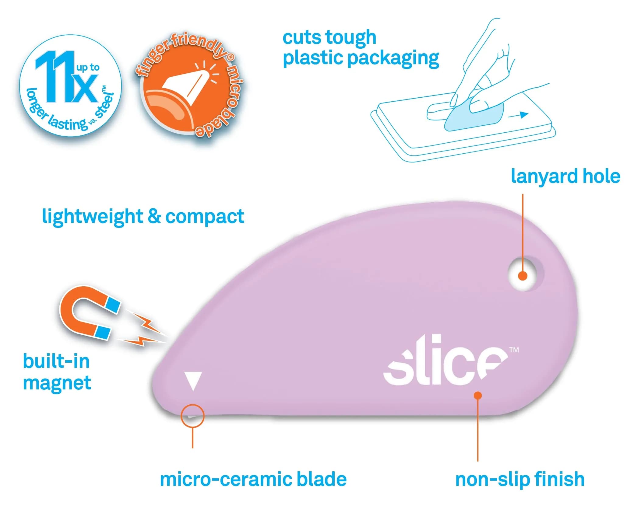 Slice Sky & Lavender Combo Pack Ceramic Blade Safety Cutters | Keychain Ready - view 4