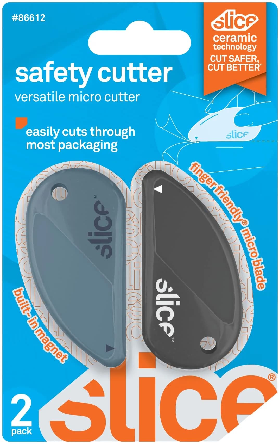 Slice 00100 Ceramic Blade Safety Cutter, Slate/Millennial Gray Combo Pack - main product image