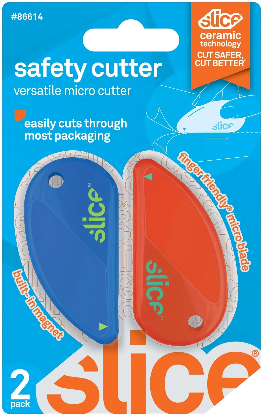 Slice 00100 Combo Pack Safety Cutters - Blue & Orange Blades - main product image