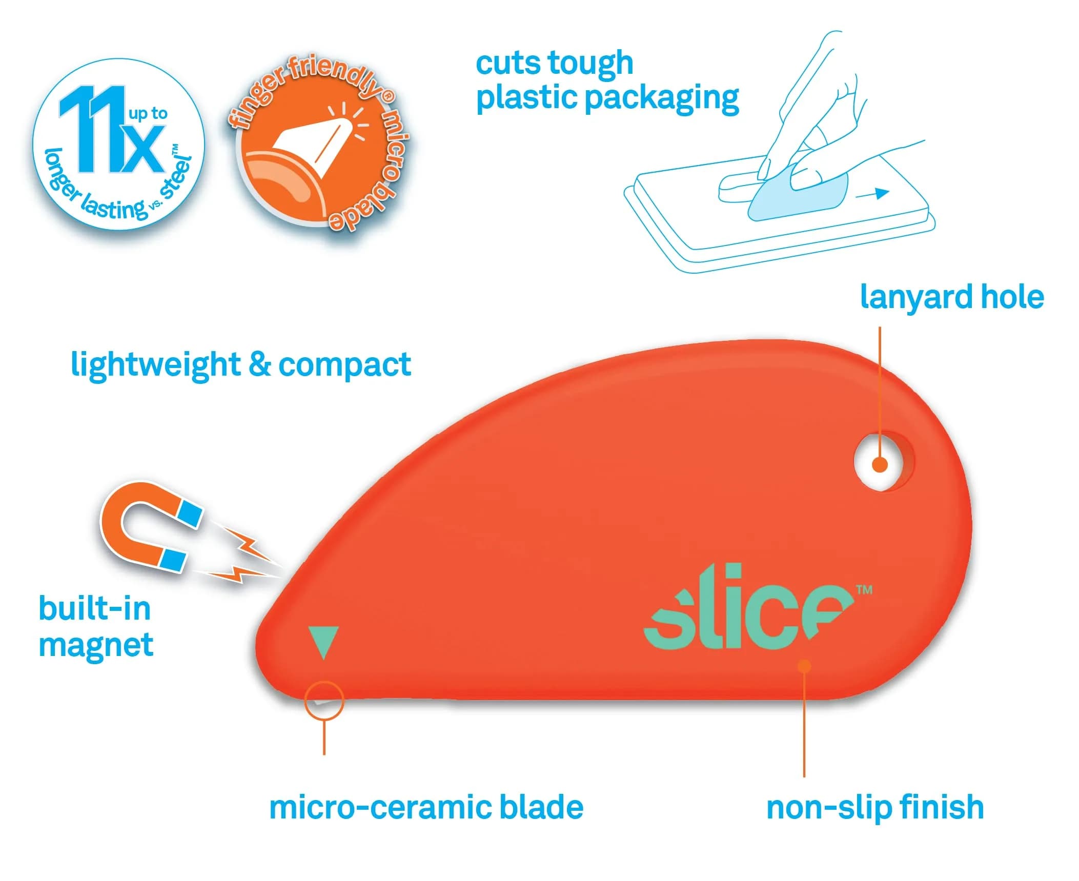 Slice 00100 Combo Pack Safety Cutters - Blue & Orange Blades - view 4
