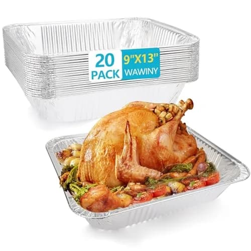 WAWINY 9x13 Thickened Aluminum Foil Pans 20 Pack | Extra Deep Disposable Roasting & Baking Pans thumbnail 1