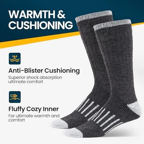 Alvada Merino Wool Hiking Socks Thermal Warm Crew Winter Boot Sock 2.27 kg (5 lb) | Itch-Free Comfort for Rugged Terrain thumbnail 4