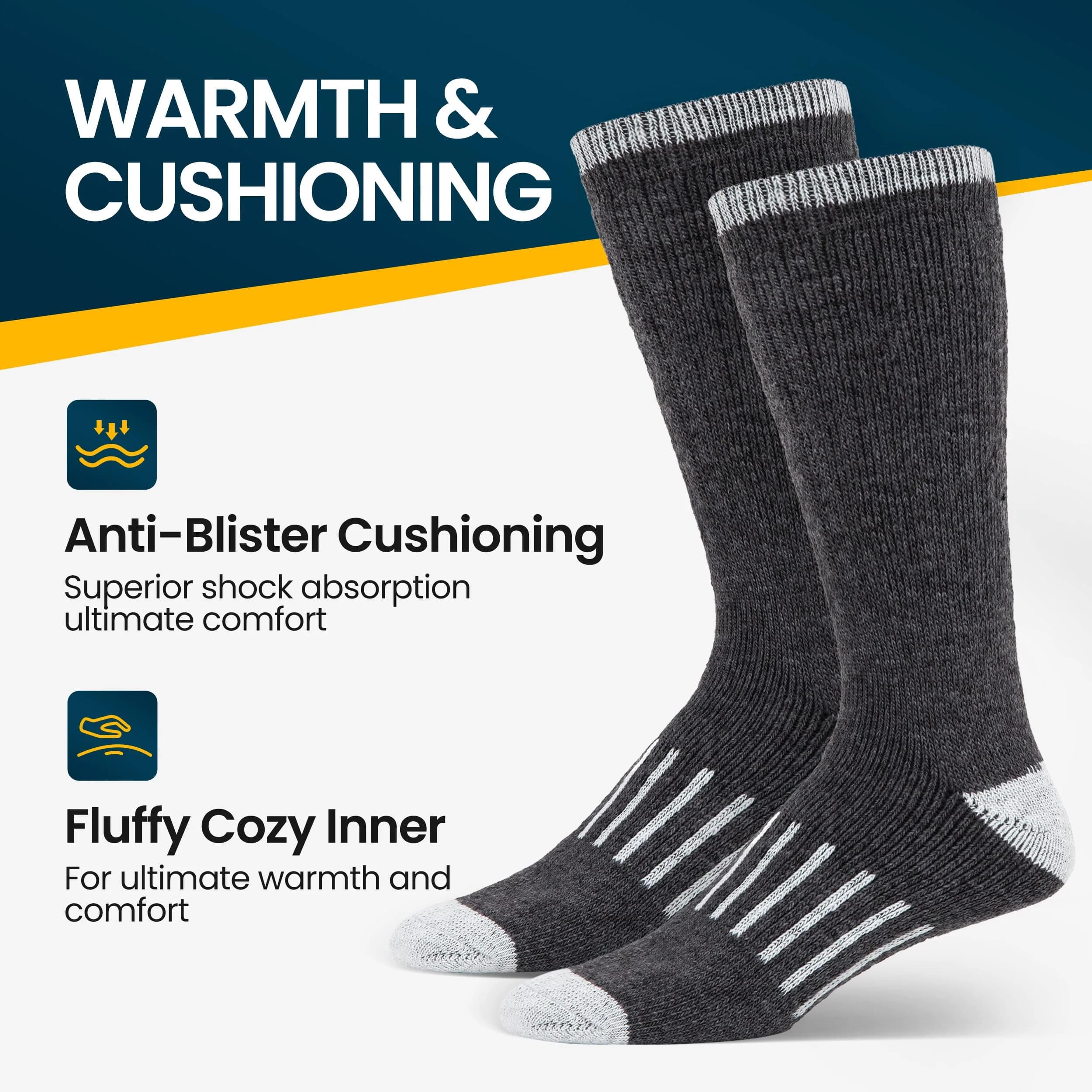 Alvada Merino Wool Hiking Socks Thermal Warm Crew Winter Boot Sock 2.27 kg (5 lb) | Itch-Free Comfort for Rugged Terrain - view 4