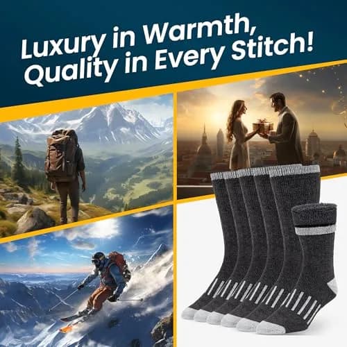 Alvada Merino Wool Hiking Socks Thermal Warm Crew Winter Boot Sock 2.27 kg (5 lb) | Itch-Free Comfort for Rugged Terrain thumbnail 5