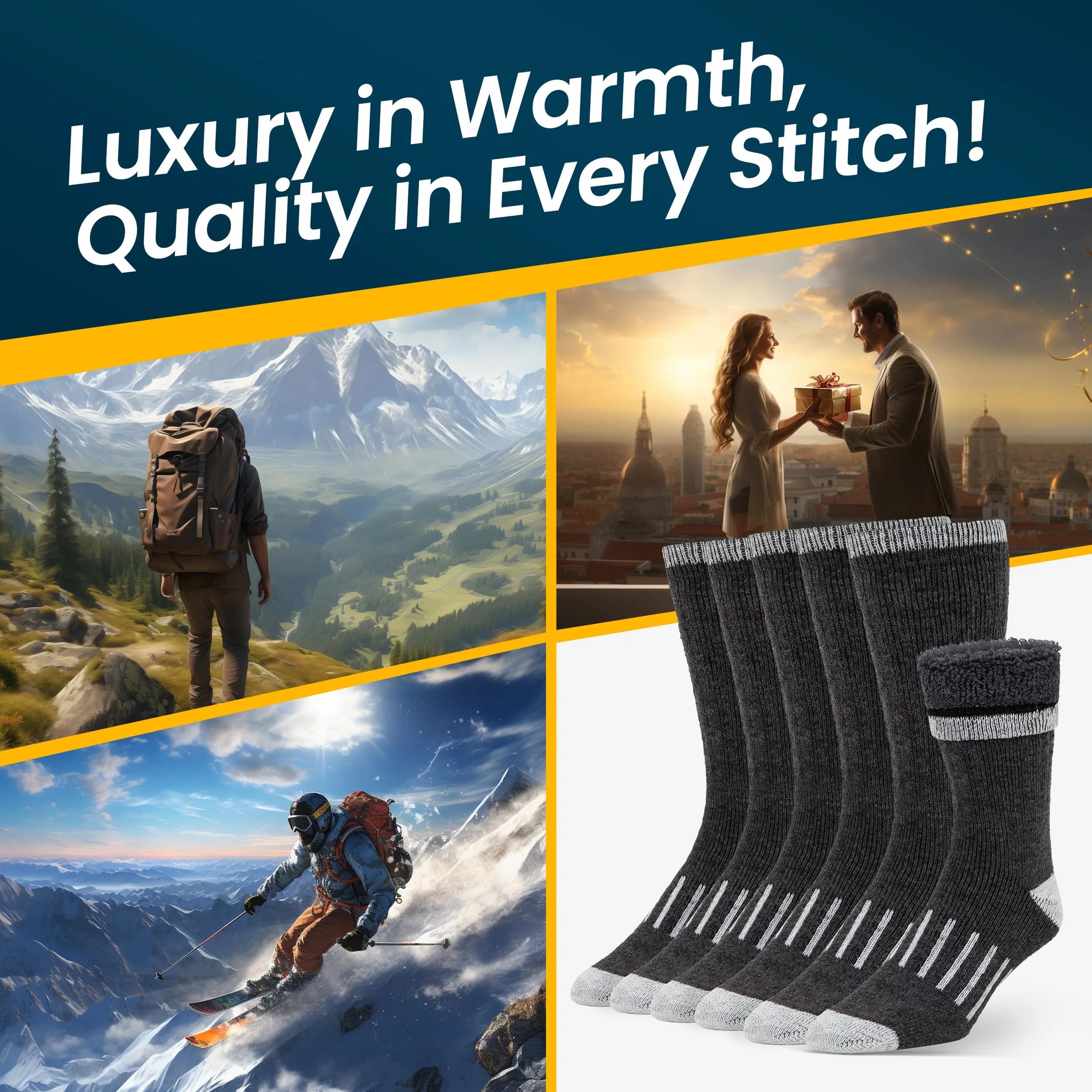 Alvada Merino Wool Hiking Socks Thermal Warm Crew Winter Boot Sock 2.27 kg (5 lb) | Itch-Free Comfort for Rugged Terrain - view 5