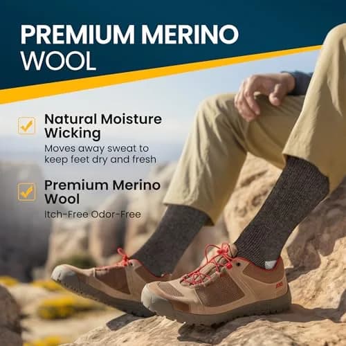 Alvada Merino Wool Hiking Socks Thermal Warm Crew Winter Boot Sock 2.27 kg (5 lb) | Itch-Free Comfort for Rugged Terrain thumbnail 2