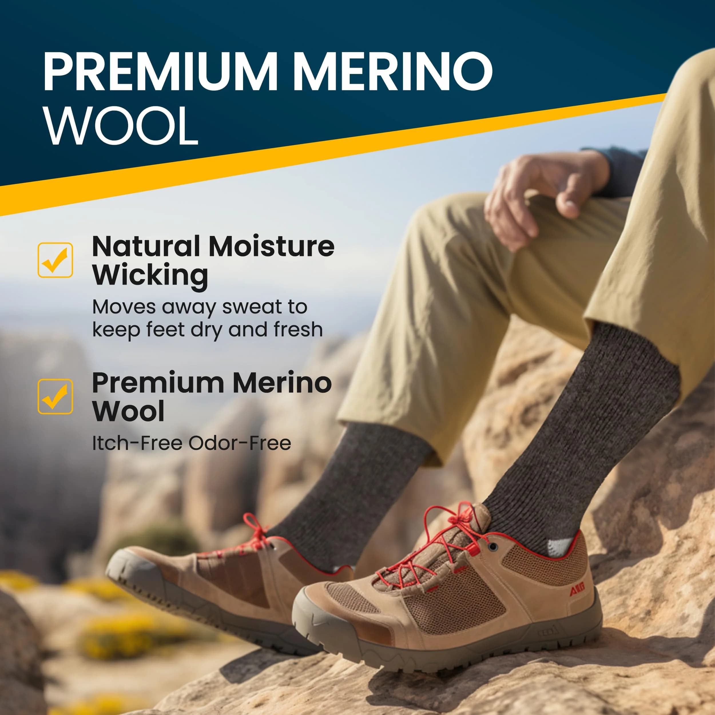 Alvada Merino Wool Hiking Socks Thermal Warm Crew Winter Boot Sock 2.27 kg (5 lb) | Itch-Free Comfort for Rugged Terrain - view 2